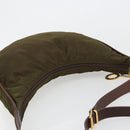 CELINE Circle Shoulder Bag Nylon Khaki Gold Auth 181636-6