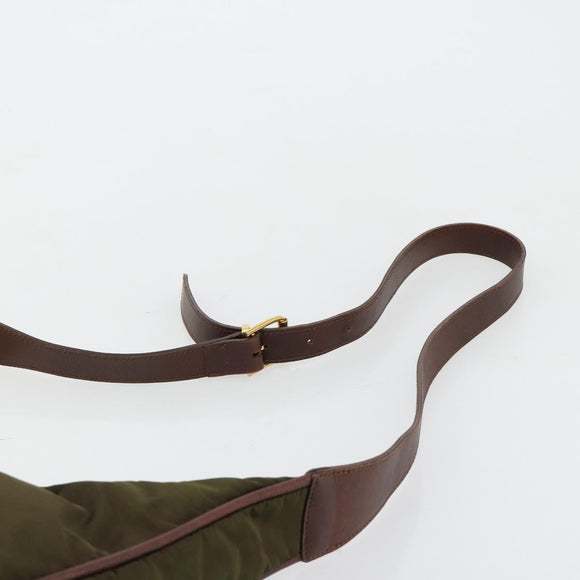 CELINE Circle Umhängetasche Nylon Khaki Gold Auth 181636