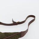 CELINE Circle Shoulder Bag Nylon Khaki Gold Auth 181636-8