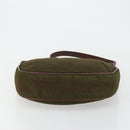 CELINE Circle Shoulder Bag Nylon Khaki Gold Auth 181636-5