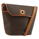 CELINE Macadam Canvas Circle Shoulder Bag PVC Leather Brown Gold Auth 181637A-1