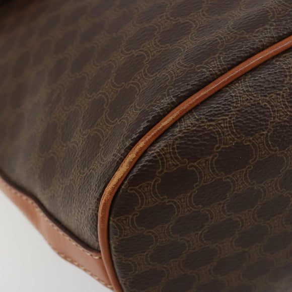 CELINE Macadam Canvas Circle Shoulder Bag PVC Leather Brown Gold Auth 181637A