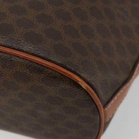 CELINE Macadam Canvas Circle Shoulder Bag PVC Leather Brown Gold Auth 181637A