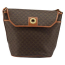 CELINE Macadam Canvas Circle Shoulder Bag PVC Leather Brown Gold Auth 181637A-2