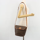 CELINE Macadam Canvas Circle Shoulder Bag PVC Leather Brown Gold Auth 181637A-24