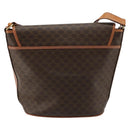 CELINE Macadam Canvas Circle Shoulder Bag PVC Leather Brown Gold Auth 181637A-3