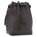 CELINE Macadam Canvas Shoulder Bag PVC Black Gold Auth 181639V-1