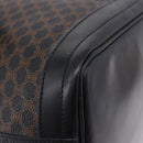 CELINE Macadam Canvas Shoulder Bag PVC Black Gold Auth 181639V-11