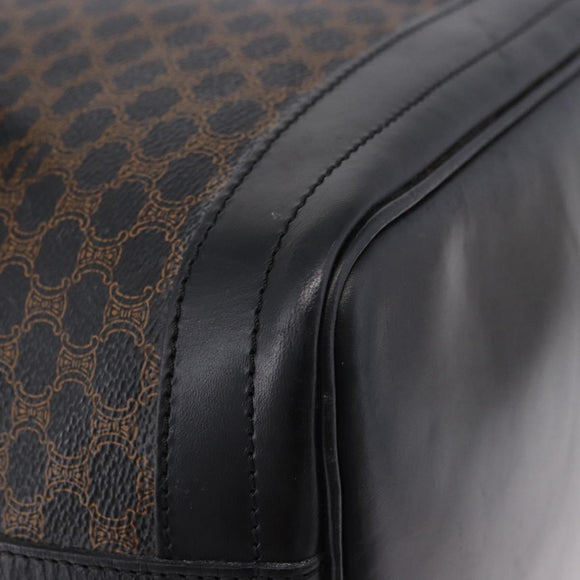 CELINE Macadam Canvas Shoulder Bag PVC Black Gold Auth 181639V