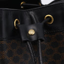 CELINE Macadam Canvas Shoulder Bag PVC Black Gold Auth 181639V-17