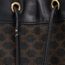 CELINE Macadam Canvas Shoulder Bag PVC Black Gold Auth 181639V-18