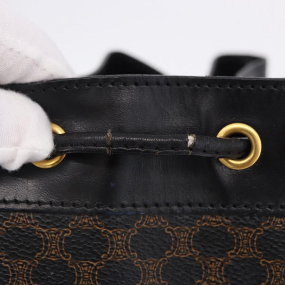 CELINE Macadam Canvas Shoulder Bag PVC Black Gold Auth 181639V