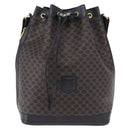 CELINE Macadam Canvas Shoulder Bag PVC Black Gold Auth 181639V-2