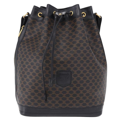 CELINE Macadam Canvas Shoulder Bag PVC Black Gold Auth 181639V - 0