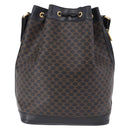CELINE Macadam Canvas Shoulder Bag PVC Black Gold Auth 181639V-3
