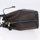 CELINE Macadam Canvas Shoulder Bag PVC Black Gold Auth 181639V-5
