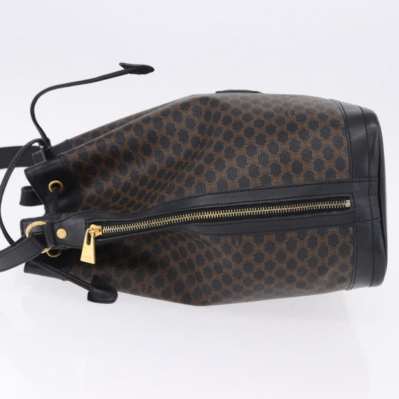 CELINE Macadam Canvas Shoulder Bag PVC Black Gold Auth 181639V