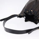 CELINE Macadam Canvas Shoulder Bag PVC Black Gold Auth 181639V-6