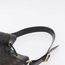 CELINE Macadam Canvas Shoulder Bag PVC Black Gold Auth 181639V-7