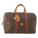 CELINE Macadam Canvas Boston Bag PVC Leather Brown Gold Auth 181642A-1