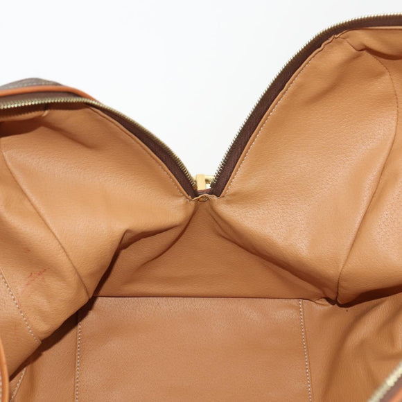 CELINE Macadam Canvas Boston Bag PVC Leather Brown Gold Auth 181642A