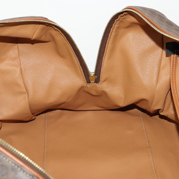 CELINE Macadam Canvas Boston Bag PVC Leather Brown Gold Auth 181642A
