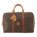 CELINE Macadam Canvas Boston Bag PVC Leather Brown Gold Auth 181642A-13