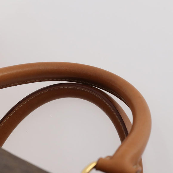 CELINE Macadam Canvas Boston Bag PVC Leather Brown Gold Auth 181642A