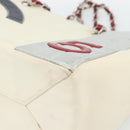 CHANEL Choco Bar Chain Tote Bag No5 Canvas Ivory Silver CC Auth 181646A-9