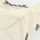 CHANEL Choco Bar Chain Tote Bag No5 Canvas Ivory Silver CC Auth 181646A-15