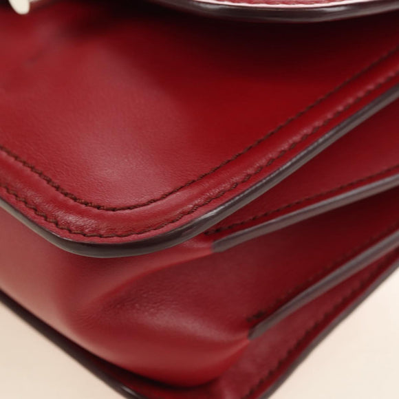 TOD’S Shoulder Bag Leather Red Silver Auth 181649V