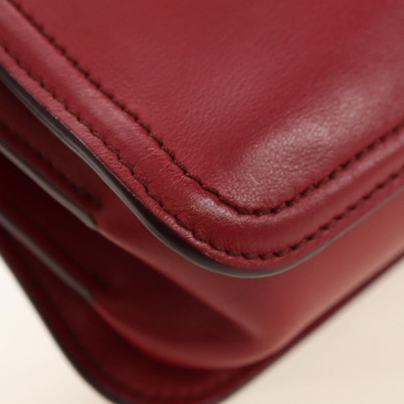 TOD’S Shoulder Bag Leather Red Silver Auth 181649V