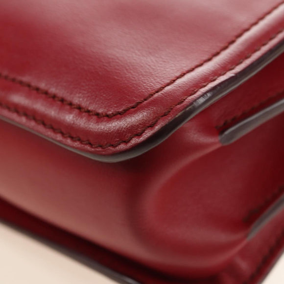 TOD’S Shoulder Bag Leather Red Silver Auth 181649V