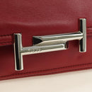 TOD’S Shoulder Bag Leather Red Silver Auth 181649V-17