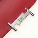 TOD’S Shoulder Bag Leather Red Silver Auth 181649V-18
