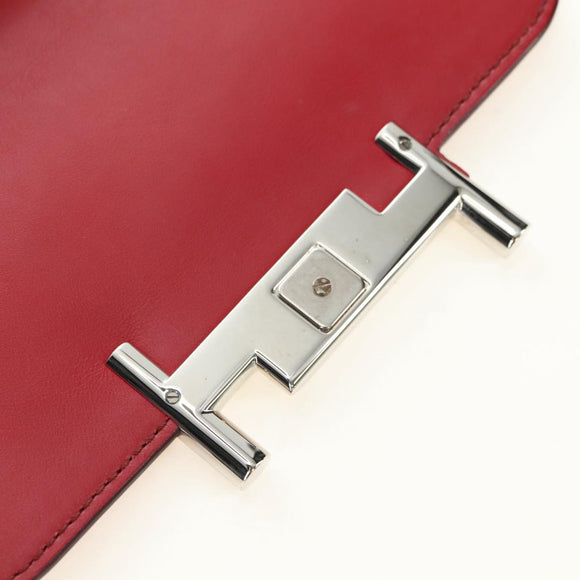 TOD’S Shoulder Bag Leather Red Silver Auth 181649V