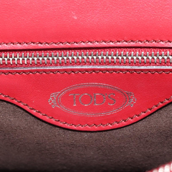 TOD’S Shoulder Bag Leather Red Silver Auth 181649V
