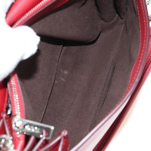 TOD’S Shoulder Bag Leather Red Silver Auth 181649V