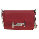 TOD’S Shoulder Bag Leather Red Silver Auth 181649V-13