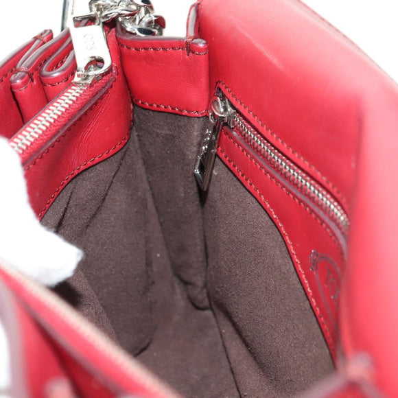TOD’S Shoulder Bag Leather Red Silver Auth 181649V
