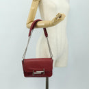 TOD’S Shoulder Bag Leather Red Silver Auth 181649V-27