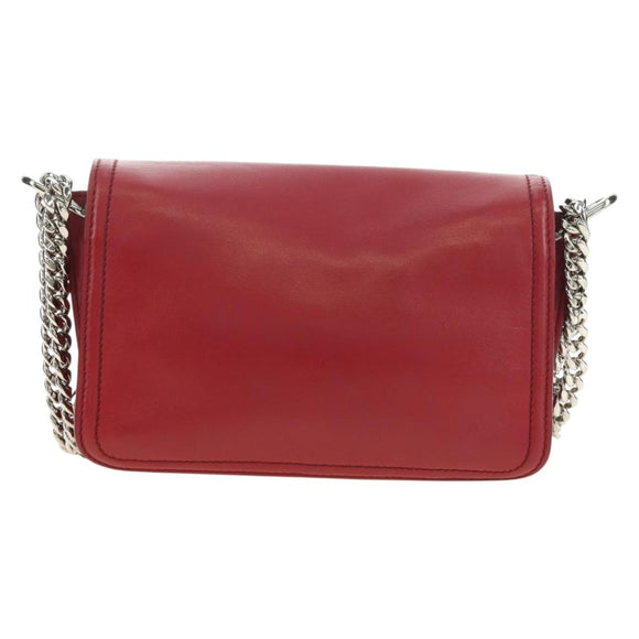 TOD’S Shoulder Bag Leather Red Silver Auth 181649V