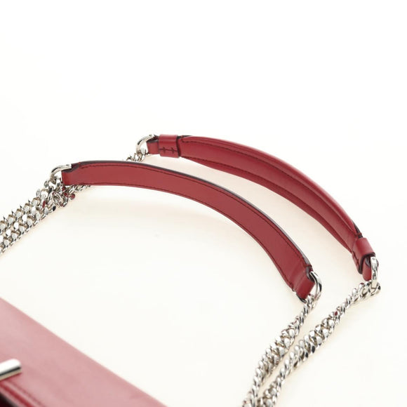 TOD’S Shoulder Bag Leather Red Silver Auth 181649V