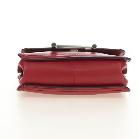 TOD’S Shoulder Bag Leather Red Silver Auth 181649V