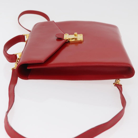 FENDI Rucksack Leder 2way Rot Gold Auth 181655A