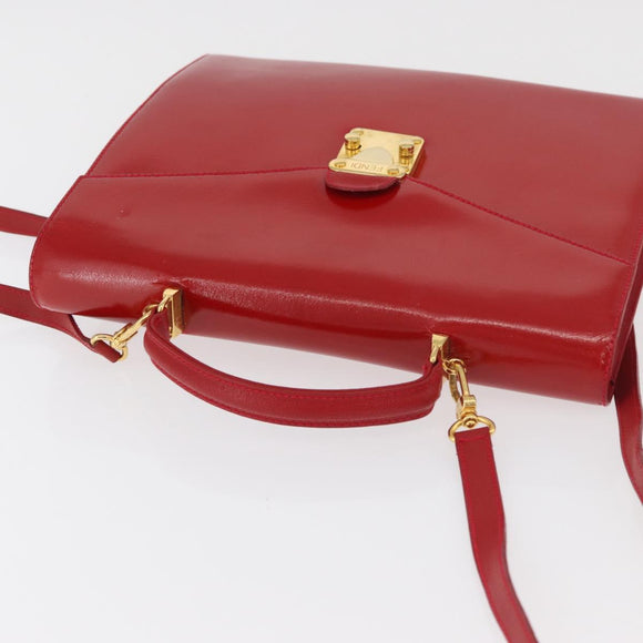 FENDI Rucksack Leder 2way Rot Gold Auth 181655A