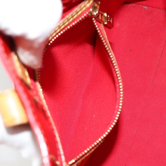 LOUIS VUITTON Monogram Vernis Reade PM Hand Bag Red Rouge M91088 LV Auth 181656