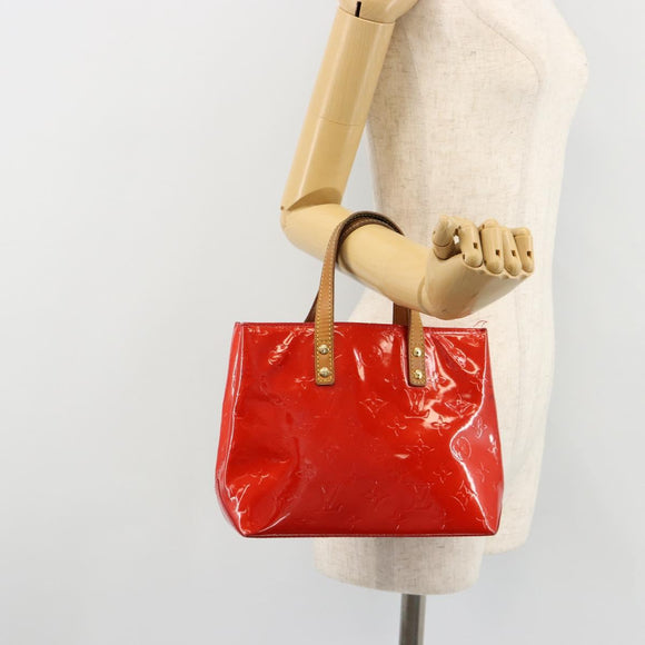 LOUIS VUITTON Monogram Vernis Reade PM Hand Bag Red Rouge M91088 LV Auth 181656