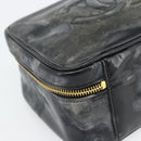 CHANEL COCO Mark Vanity Hand Bag Patent leather Black Gold CC Auth 181661-16