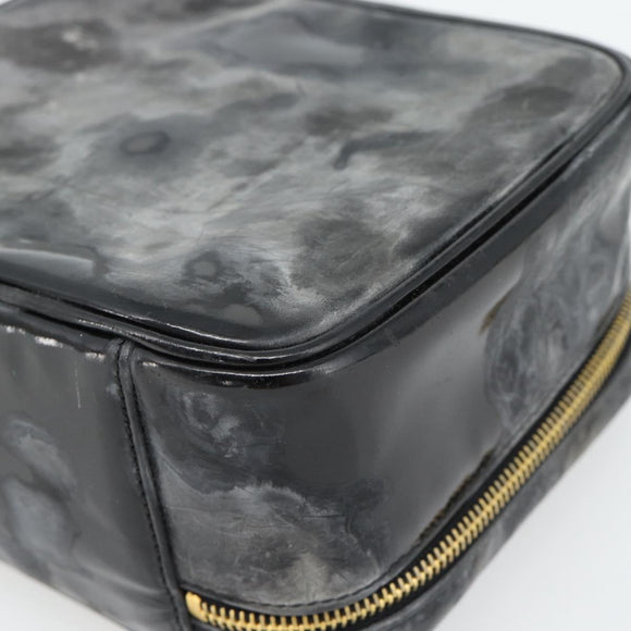 CHANEL COCO Mark Vanity Hand Bag Patent leather Black Gold CC Auth 181661